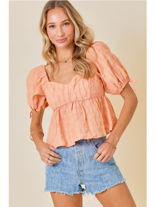 Apricot Textured Sweetheart Top