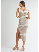 Load image into Gallery viewer, Taupe Stripe Rib Knit Midi Dress
