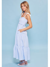 Load image into Gallery viewer, Light Blue Shoulder Tie Maxi Dress
