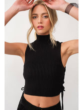 Load image into Gallery viewer, Black Valeria Side Tie Top
