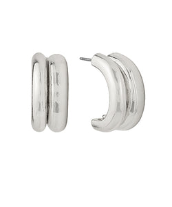 Rhodium Double Chunky Hoops