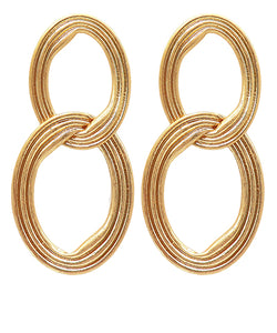 Gold Textured Link Drop Earrings