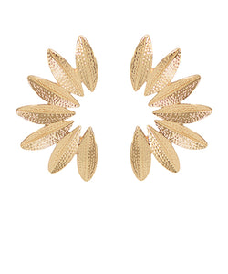 Gold Textured Metal Wings Earrings