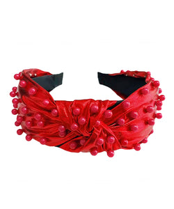 Red Beaded Metallic Knot Headband