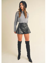 Load image into Gallery viewer, Black Faux Leather Pleat Shorts
