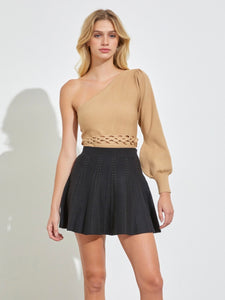 Dark Beige One Shoulder Top