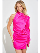 Load image into Gallery viewer, Hot Pink One Shoulder Dress
