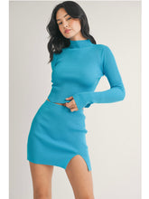 Load image into Gallery viewer, Aqua Ribbed Top &amp; Skirt Set
