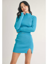 Load image into Gallery viewer, Aqua Ribbed Top &amp; Skirt Set
