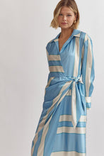 Load image into Gallery viewer, Blue Stripe Colorblock Maxi Dress
