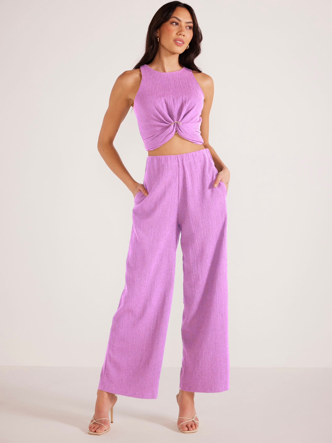 MinkPink Lilac Unity Textured Pants