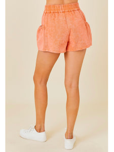 Washed Tangerine Denim Shorts