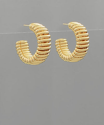 Gold Dipped Omega Textured Hoops
