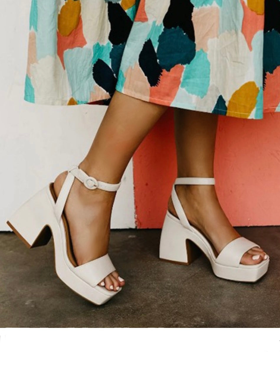 Ivory Block Heels