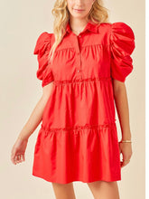 Load image into Gallery viewer, Red Button Down Shirt Dress
