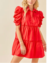 Load image into Gallery viewer, Red Button Down Shirt Dress
