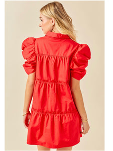 Red Button Down Shirt Dress