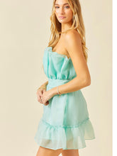 Load image into Gallery viewer, Mint Strapless Ruffle Dress
