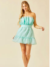 Load image into Gallery viewer, Mint Strapless Ruffle Dress
