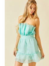 Load image into Gallery viewer, Mint Strapless Ruffle Dress
