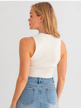 Load image into Gallery viewer, White Ribbed Sleeveless Sweater Top
