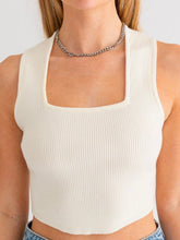 Load image into Gallery viewer, White Ribbed Sleeveless Sweater Top
