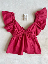 Load image into Gallery viewer, Crimson Tie Back Babydoll Top
