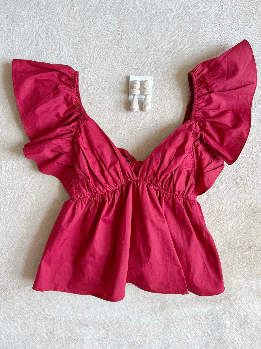 Crimson Tie Back Babydoll Top