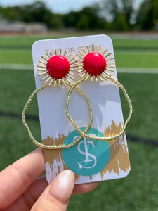 Red Gameday Sunburst Hoops