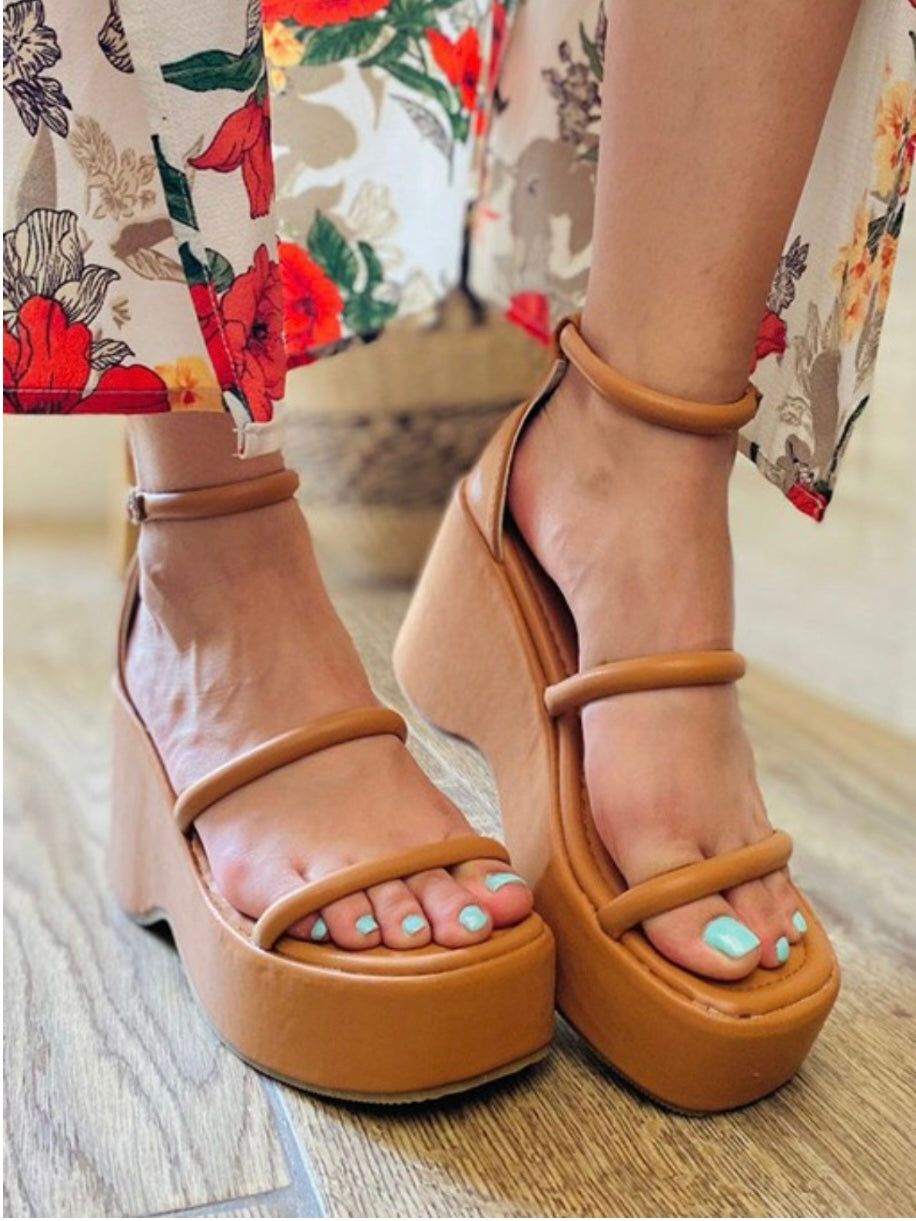 Camel Platform Sandals