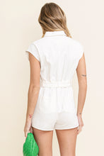 Load image into Gallery viewer, White Denim Belted Romper
