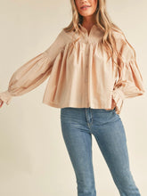 Load image into Gallery viewer, Sand Beige Button Down Babydoll Top

