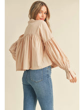 Load image into Gallery viewer, Sand Beige Button Down Babydoll Top
