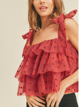 Load image into Gallery viewer, Crimson Tiered Ruffle Top
