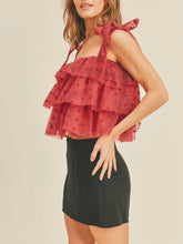 Load image into Gallery viewer, Crimson Tiered Ruffle Top
