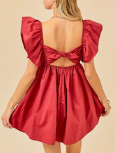 Load image into Gallery viewer, Crimson Poplin Tie Back Dress
