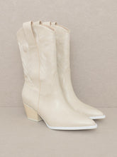 Load image into Gallery viewer, Beige Embroidered Western Boots
