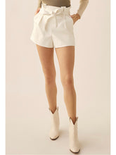 Load image into Gallery viewer, Cream Faux Leather Paperbag Shorts
