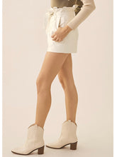 Load image into Gallery viewer, Cream Faux Leather Paperbag Shorts
