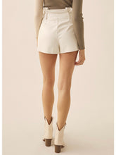 Load image into Gallery viewer, Cream Faux Leather Paperbag Shorts
