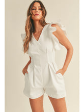 Load image into Gallery viewer, Off White Ruffle Sleeve Romper
