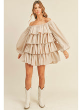Load image into Gallery viewer, Light Taupe Tiered Ruffle Dress
