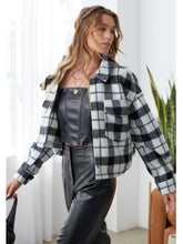 Load image into Gallery viewer, Black &amp; White Plaid Jacket

