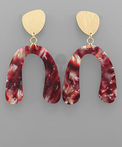 Wine & Gold Acrylic Arch Earrings