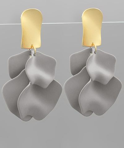 Gray Color Coated Petal Earrings