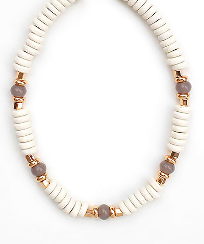 Ivory Stone Heishi Bead Choker Necklace
