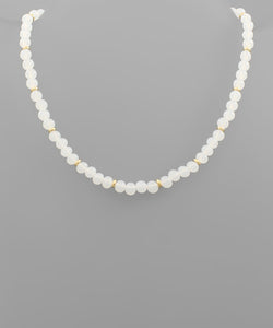 White Round Bead Choker Necklace