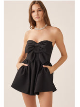 Load image into Gallery viewer, Black Strapless Bow Romper
