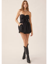 Load image into Gallery viewer, Black Strapless Bow Romper
