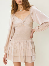 Load image into Gallery viewer, Latte Front Knot Smocked Dress
